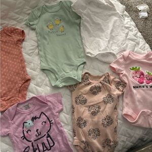 Assorted Baby Onesies Set - Pink, Green, White 12 Pieces,